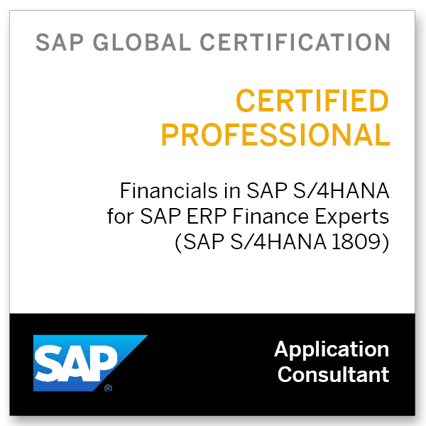 SAP Certified Application Professional - Financials in SAP S/4HANA for SAP ERP Finance Experts (SAP S/4HANA 1809)
